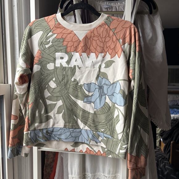 G Star Raw Floral Pullover Flower Long Sleeve Sweatshirt XS Womens - Picture 2 of 6